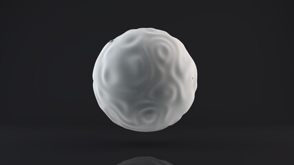 3D rendering of a white sphere with a wavy surface. Abstract illustration of a nice-looking geometric object. Futuristic design, background.