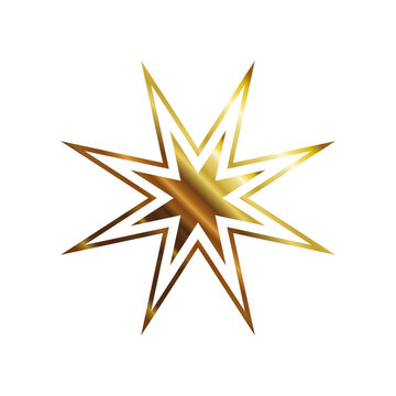 star of 8 points gold style icon vector design