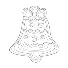 Bell.Gingerbread christmas.Coloring book antistress for children and adults.Zen-tangle style.Black and white drawing