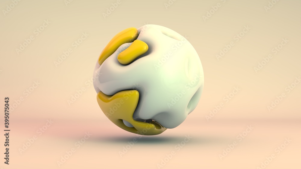 Poster 3d rendering art, smooth curves, perfect shapes and lines interact, harmoniously combine with each o
