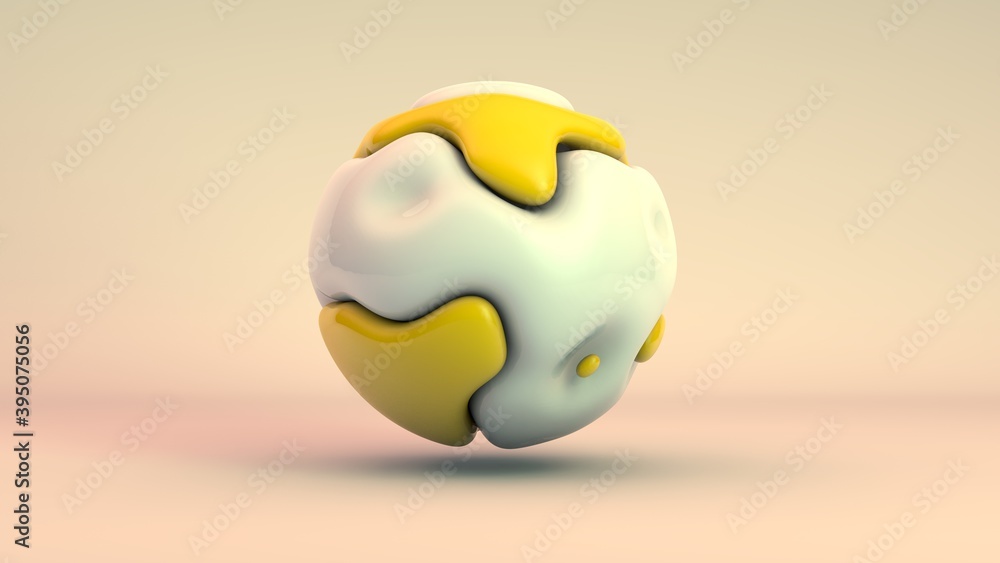 Poster 3d rendering art, smooth curves, perfect shapes and lines interact, harmoniously combine with each o
