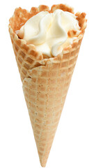 Ice cream in a waffle cone isolated