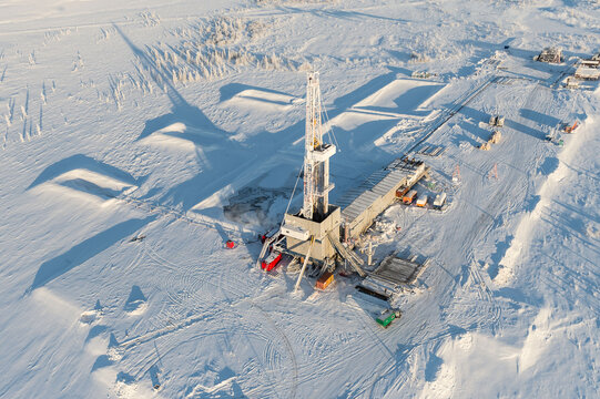 Drilling Platform In Winter In The Tundra