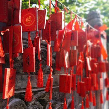 Lucky Prayer Tokens At Chinese Temple