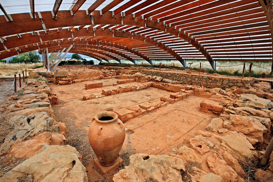 At the Archaeological site of Malia (Minoan Palace of Sarpidon), Hersonissos Municipality, Heraklion prefecture, Crete island, Greece.