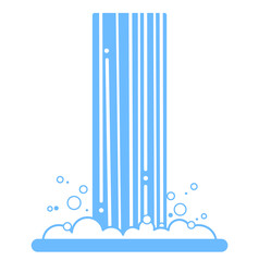 Blue waterfall drawing. Suitable for logo design. Vector