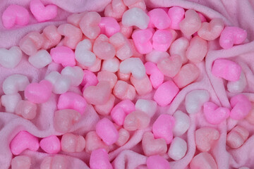 Pink heart shaped Foam on Pink Background