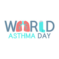 Asthma awareness letter poster with lungs and inhaler