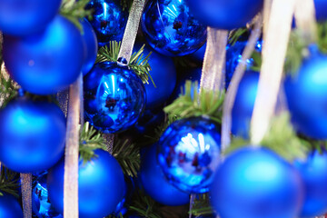 Christmas or new year background. Bokeh background of colored Christmas