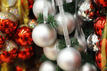 Christmas or new year background. Bokeh background of colored Christmas