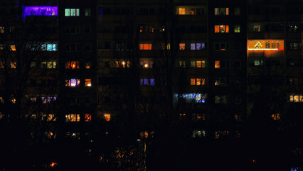 windows in the night city of berlin 