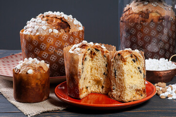 .Delicious homemade panettone with natural fermentation