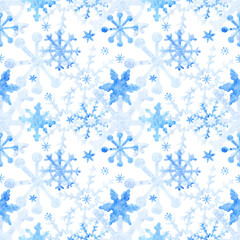 Winter pattern. Watercolor snowflakes. Christmas decor.