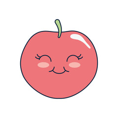 kawaii apple fruit icon, flat style