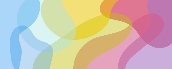 Sfondo colorato arcobaleno, blu, rosso, giallo, verde, disegno astratto con splash di colore brillante. Web banner lungo astratto grafico vivace moderno.