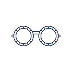 glasses of round frame, line style over white background