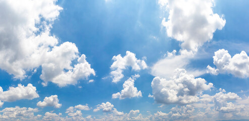 Naklejka na ściany i meble Beautiful blue sky with cloudy background and texture.