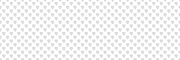 Background with many hearts. Seamless wallpaper. Black and white illustration