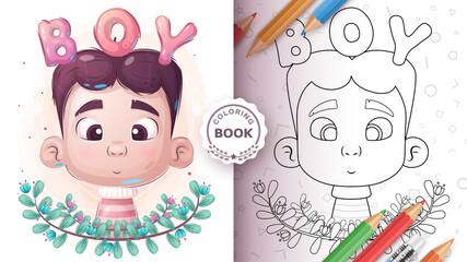 Obraz premium Cute cartoon boy - coloring page