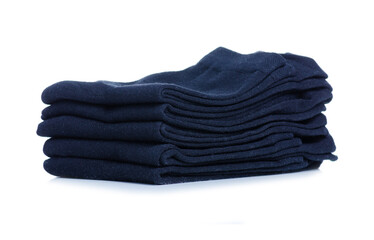 Stack folded male socks on white background isolation