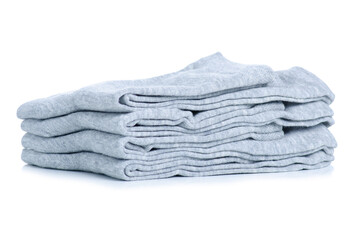Stack folded male socks on white background isolation