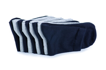 Stack folded male socks on white background isolation