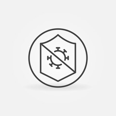 Circle with Shield and Bacteria vector thin line concept icon or design element