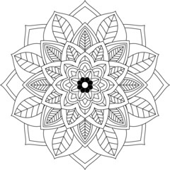 Easy Mandala coloring book simple and basic for beginners, seniors and children. Set of Mehndi flower pattern for Henna drawing and tattoo. Decoration in ethnic oriental, Indian style.