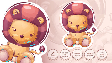 Cute teddy lion - funny sticker