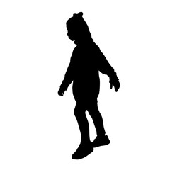 Black children silhouette of the little stylish girl wearing fashion outfit