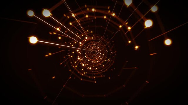 Abstract Hi Tech Futuristic Plexus Design Loop/ 4k animation of an abstract technology background with plexus modular structure of lines and dots zooming in seamless looping