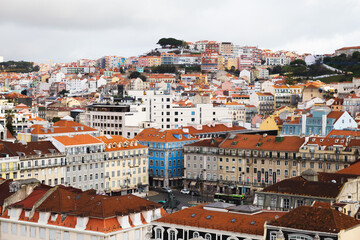 Fototapeta na wymiar view over the city the capital of Portugal Lisbon Lisboa buildings with orange rooftops