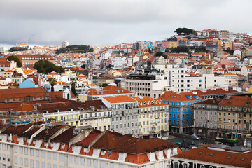 view over the city  the capital of Portugal Lisbon Lisboa buildings with orange rooftops