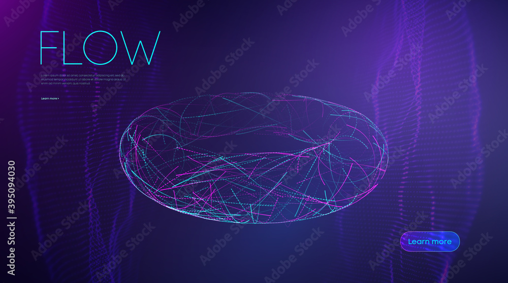 Poster ai artificial intelligence line flow. music abstract background. purple digital world fiber optic 3d
