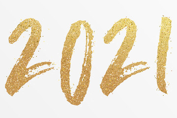 2021 - happy new year 2021 gold - obrazy, fototapety, plakaty