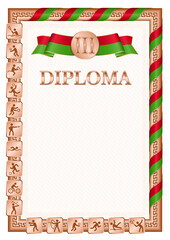 Fototapeta premium Vertical diploma for third place with Belarus flag