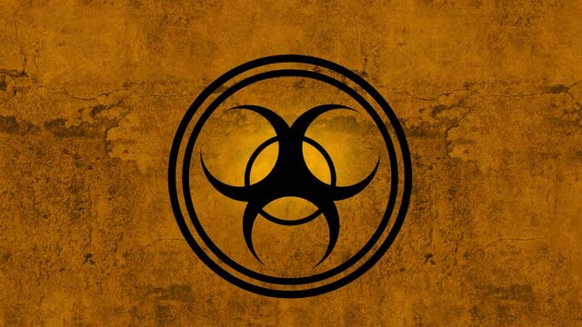 Radiation symbol. Animated radiation signal. Grunge background with chemical hazard icon
