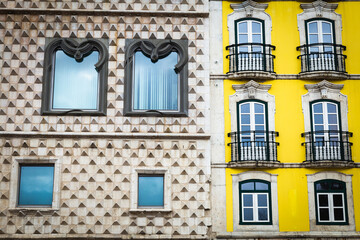interesting wall of a building in capital of Portugal Lisbon