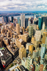 MANHATTAN, NEW YORK CITY. Manhattan skyline and skyscrapers aerial view.