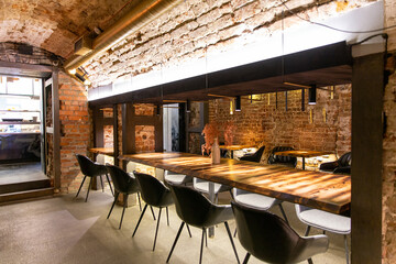 Interior of a modern cozy italian restaurant