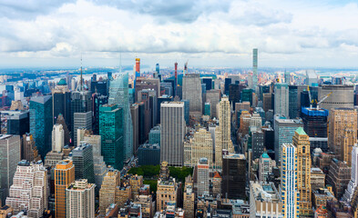 Fototapeta premium MANHATTAN, NEW YORK CITY. Manhattan skyline and skyscrapers aerial view.