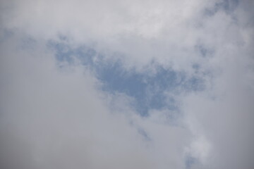 Blue sky with puffy white clouds.