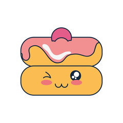 kawaii donuts icon, flat style