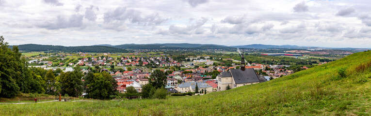 Fototapeta na wymiar Panoramic view of town Checiny in Swietokrzyskie Mountains.