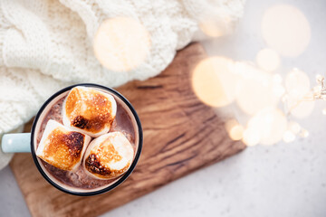Smores hot chocolate with roasted marshmallow