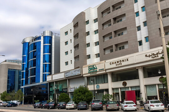 November 23, 2019 - Riyadh, Saudi Arabia: Al Awsat Valley Street with offices, cafes and residential buildings