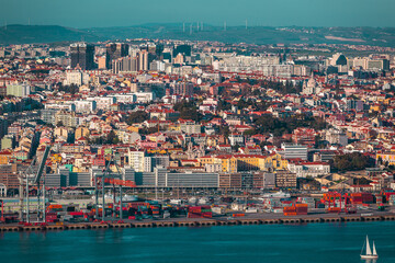 Fototapeta premium Lisbon, Lisboa, Portugal, capital, Tagus river , view over city 