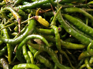 Fresh chilies are sold in traditional Indonesian markets