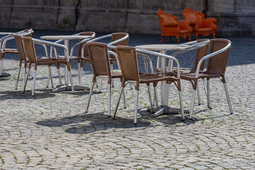 lockdown at empty restaurant cafe