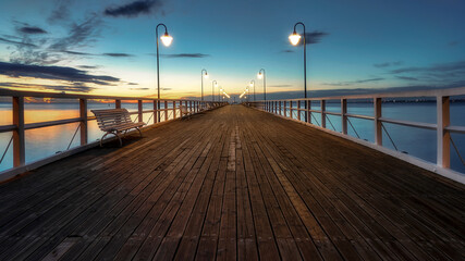 Fototapeta na wymiar The Baltic Sea, Gdynia Orłowo, Poland, a popular pier for walks